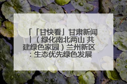 「甘快看」甘肃新闻丨（绿化南北两山 共建绿色家园）兰州新区：生态优先绿色发展 打造生态环保示范区