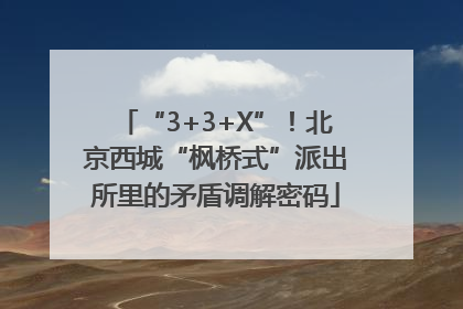 “3+3+X”！北京西城“枫桥式”派出所里的矛盾调解密码