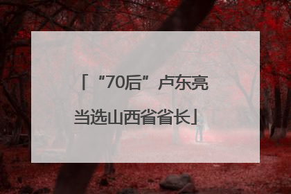 “70后”卢东亮当选山西省省长