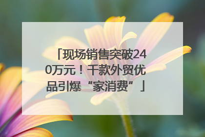 现场销售突破240万元！千款外贸优品引爆“家消费”