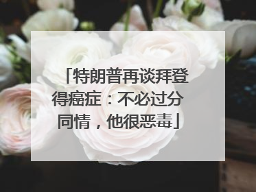 特朗普再谈拜登得癌症：不必过分同情，他很恶毒