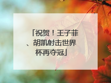 祝贺！王子菲、胡凯射击世界杯再夺冠