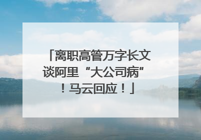 离职高管万字长文谈阿里“大公司病”！马云回应！