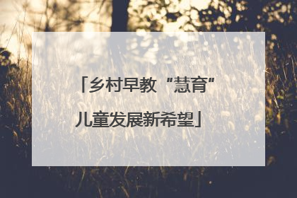 乡村早教“慧育”儿童发展新希望