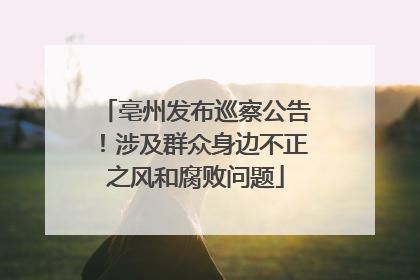 亳州发布巡察公告！涉及群众身边不正之风和腐败问题
