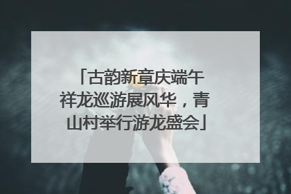 古韵新章庆端午 祥龙巡游展风华，青山村举行游龙盛会