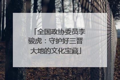 全国政协委员李骏虎：守护好三晋大地的文化宝藏