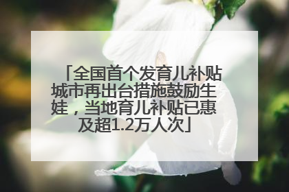 全国首个发育儿补贴城市再出台措施鼓励生娃，当地育儿补贴已惠及超1.2万人次