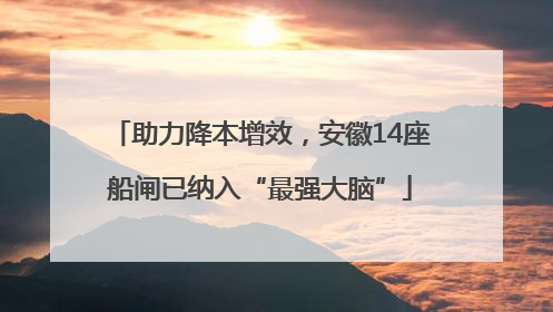 助力降本增效，安徽14座船闸已纳入“最强大脑”