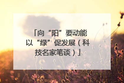 向“阳”要动能 以“绿”促发展（科技名家笔谈）