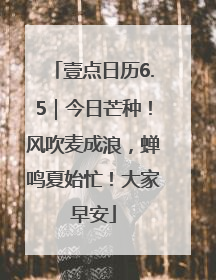 壹点日历6.5｜今日芒种！风吹麦成浪，蝉鸣夏始忙！大家早安