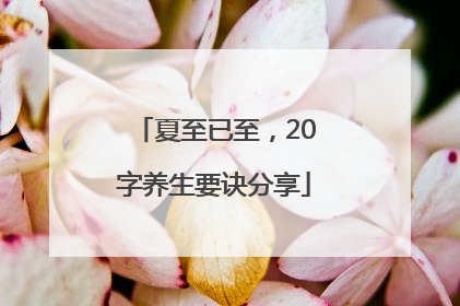 夏至已至，20字养生要诀分享