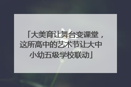 大美育让舞台变课堂，这所高中的艺术节让大中小幼五级学校联动