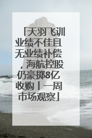 天羽飞训业绩不佳且无业绩补偿，海航控股仍豪掷8亿收购丨一周市场观察