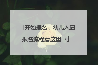 开始报名，幼儿入园报名流程看这里→