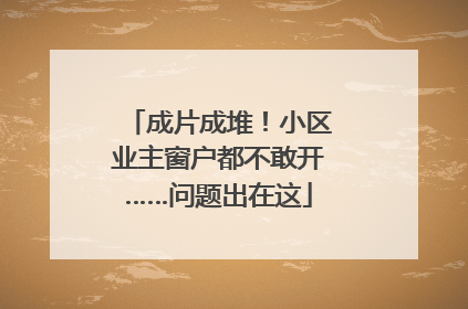 成片成堆！小区业主窗户都不敢开……问题出在这