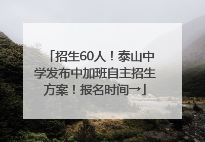 招生60人！泰山中学发布中加班自主招生方案！报名时间→