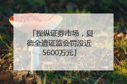 操纵证券市场，夏德全遭证监会罚没近5600万元