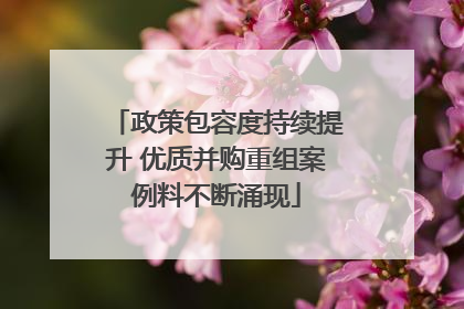 政策包容度持续提升 优质并购重组案例料不断涌现