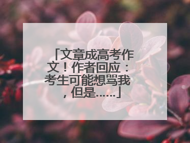 文章成高考作文！作者回应：考生可能想骂我，但是……