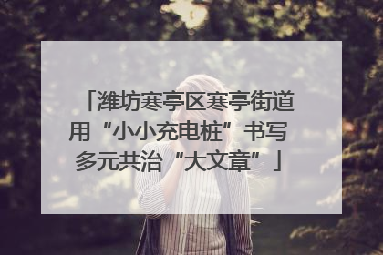 潍坊寒亭区寒亭街道用“小小充电桩”书写多元共治“大文章”