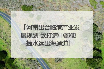 河南出台临港产业发展规划 欲打造中部便捷水运出海通道
