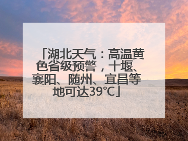 湖北天气：高温黄色省级预警，十堰、襄阳、随州、宜昌等地可达39℃
