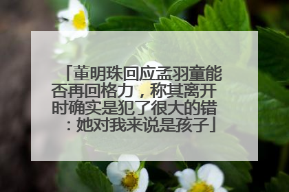 董明珠回应孟羽童能否再回格力，称其离开时确实是犯了很大的错：她对我来说是孩子