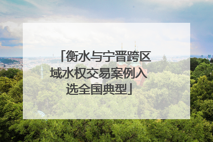 衡水与宁晋跨区域水权交易案例入选全国典型
