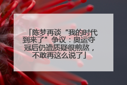 陈梦再谈“我的时代到来了”争议：奥运夺冠后仍遭质疑很煎熬，不敢再这么说了