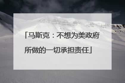 马斯克：不想为美政府所做的一切承担责任