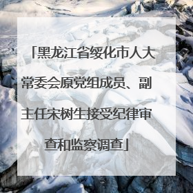 黑龙江省绥化市人大常委会原党组成员、副主任宋树生接受纪律审查和监察调查