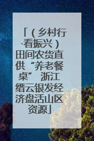 （乡村行·看振兴）田间农货直供“养老餐桌” 浙江缙云银发经济盘活山区资源