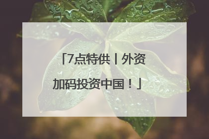 7点特供丨外资加码投资中国！